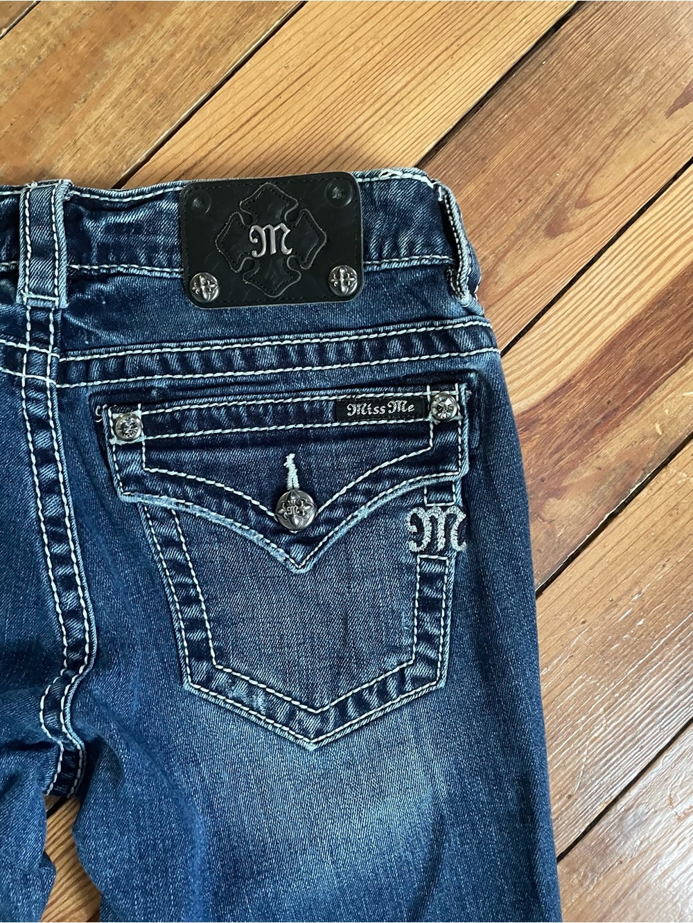 Miss Me Dark Blue Embroidered Back Pocket Jeans